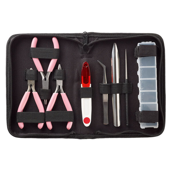 Tool set, vinyl / plastic / steel, multicolored, 7-1/2 x 5-inch case with zipper. Sold per 8-piece set. image number 0
