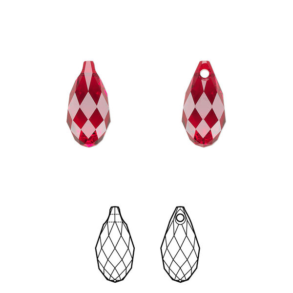 Briolette 24pk Siam, Crystal Passions® 13x6.5mm pendant drop 6010 image number 0