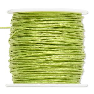 Cord, imitation silk, light green, 1mm. Sold per 100-foot spool.