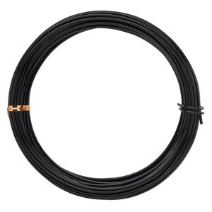 Wire, anodized aluminum, black, 2mm round, 12 gauge. Sold per pkg of 45 feet.