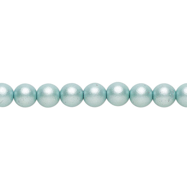 Bead, Czech glass druk, opaque satin green, 6mm round. Sold per 15-1/2" to 16" strand. image number 0