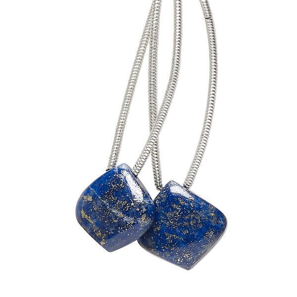 Lapis lazuli 1pkg2, hand-cut top-drilled puffed teardrop bead natural B grade, 14x14mm image number 0