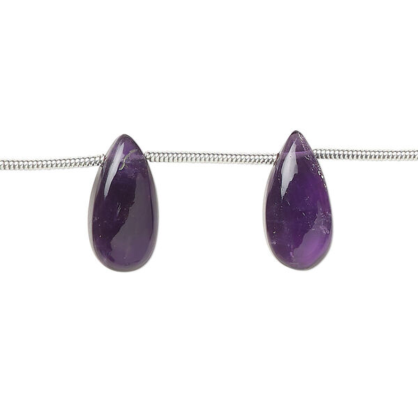 Bead, amethyst (natural), hand-cut 15x7mm side-drilled puffed teardrop, B grade, Mohs hardness 7. Sold per pkg of 12. image number 0