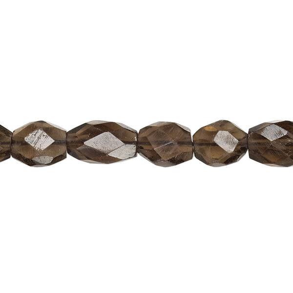 Bead, smoky quartz (heated / irradiated), 8x6mm hand-cut faceted oval, C grade, Mohs hardness 7. Sold per 15" to 16" strand. image number 0