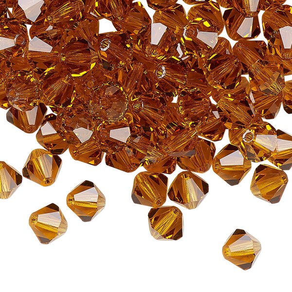 Bead 288pk topaz, Preciosa Czech crystal 6mm bicone image number 0