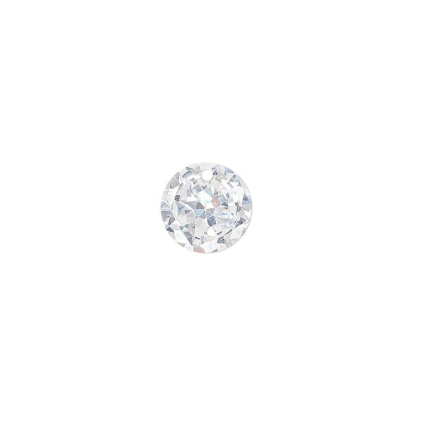 Drop, cubic zirconia, clear, 10mm hand-faceted round, Mohs hardness 8-1/2. Sold per pkg of 6. image number 0