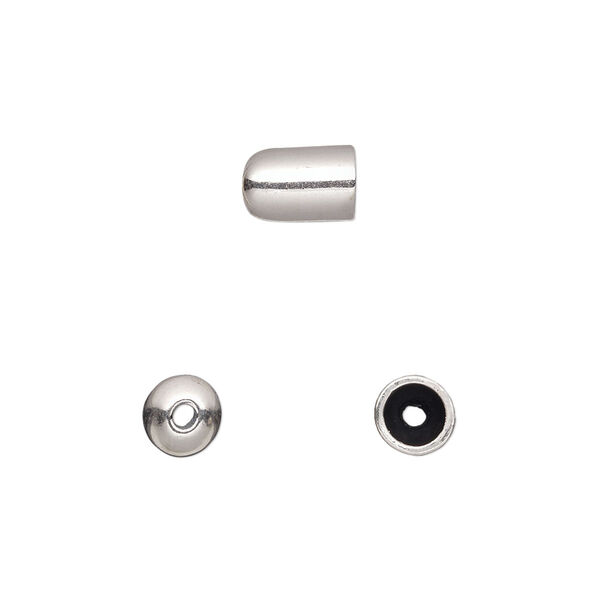 Cord end, JBB Findings, antiqued sterling silver, 8.5x6mm smooth round tube, 4.5mm inside diameter. Sold per pkg of 2. image number 0