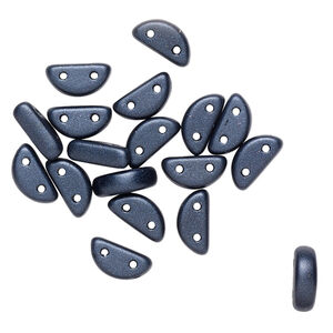 Bead, Preciosa, Czech pressed glass, opaque satin navy blue, 8.5x3mm half moon with (2) 0.8-0.9mm holes. Sold per pkg of 20.