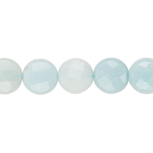 Amazonite 1pkg1, hand-cut faceted flat round bead natural light to dark 15.5-16 inch 10mm image number 0