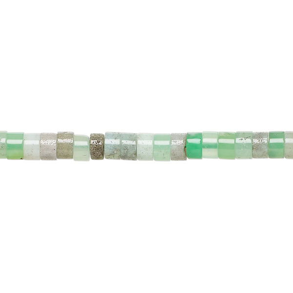Bead, chrysoprase, (natural), 4x1.5mm-4x2.5mm heishi, C grade, Mohs hardness 6-1/2 to 7. Sold per 8-inch strand, approximately 80-90 beads. image number 0