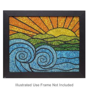 Sabrina Frey Bead Mosaic™ Starter Kit, glass / medium-density fiberboard / glue, pkg/1, multicolored, 8x10 inches with "Ocean Tide" design.