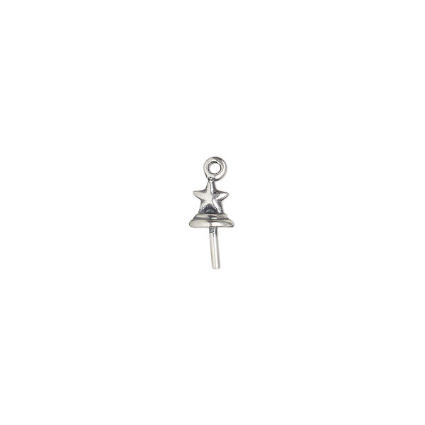 Cup, antiqued sterling silver, 3.5mm double-sided star with 4.5x0.7mm peg. Sold individually. image number 0