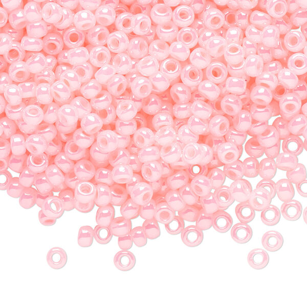 Seed bead, TOHO BEADS®, glass, pkg/7.5g, #8 round, opaque ceylon innocent pink (TR-08-145). image number 0