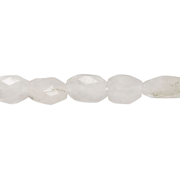 Rainbow moonstone 1pkg1, hand-cut faceted puffed oval bead natural, 13 inch 8x6mm-16x8mm image number 0