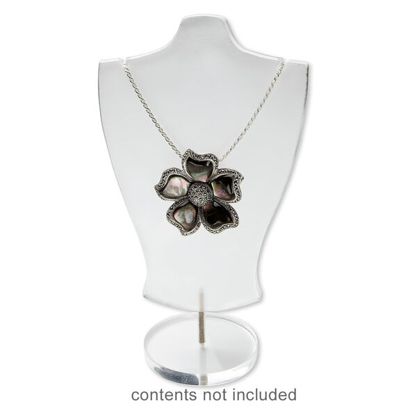 Display, necklace, acrylic, frosted clear, 7 x 4 x 2-3/8 inches. Sold individually. image number 0