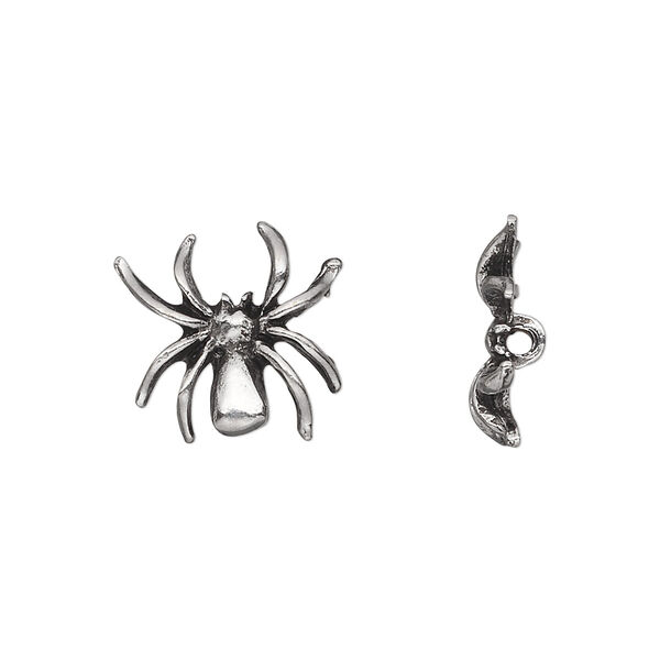 Bead, pewter (tin-based alloy), pkg/1, antiqued, 15mm spider. image number 0