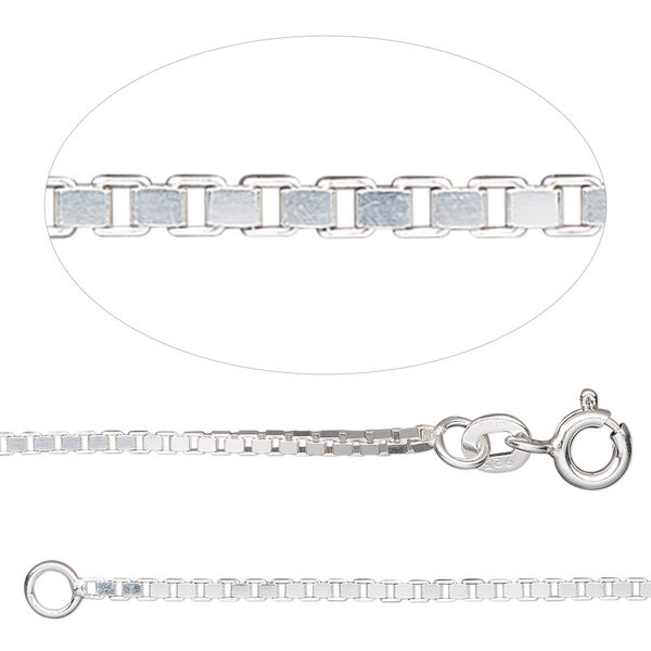 Chain, sterling silver, 1.4mm Venetian box, 18 inches. Sold individually. image number 0