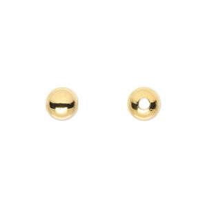Bead, gold-plated brass, 7mm round. Sold per pkg of 100.