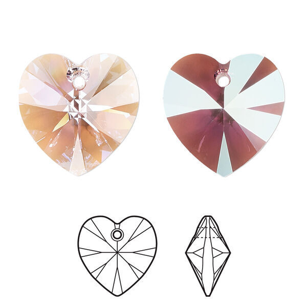 Drop 2pk light amethyst shimmer, Crystal Passions® 18mm pendant heart 6228 image number 0