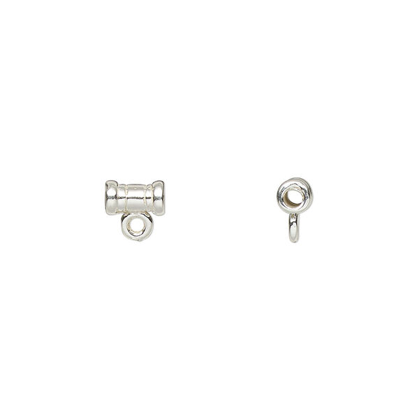 Bead, JBB Findings, sterling silver, 6x4mm round tube with closed loop. Sold individually. image number 0