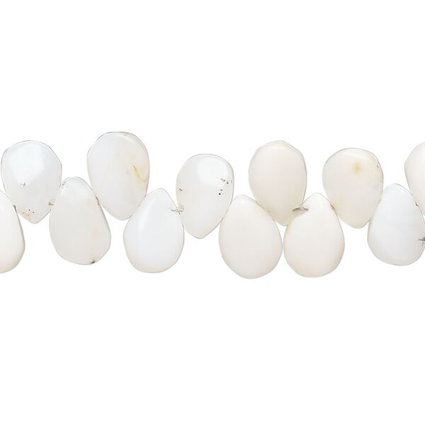 White opal 1pkg1, hand-cut top-drilled puffed teardrop bead natural 8 inch 8x6mm-9x7mm image number 0