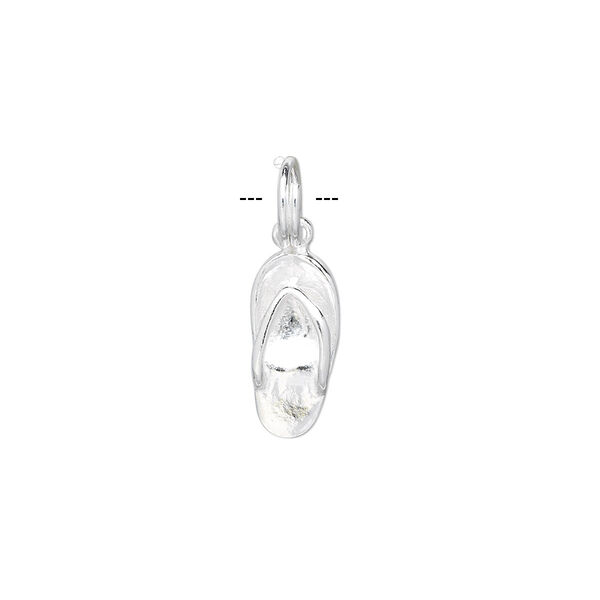 Charm, sterling silver, 15x8mm sandal. Sold individually. image number 0
