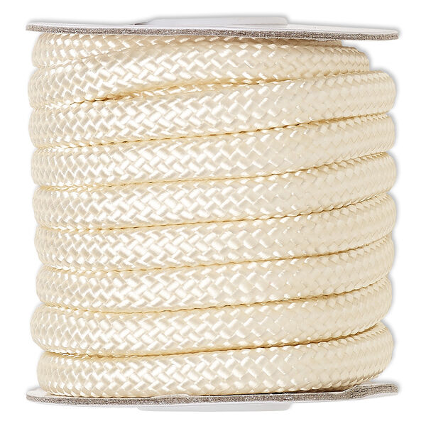 Cord, nylon, beige, 8mm braided. Sold per 15-foot spool. image number 0