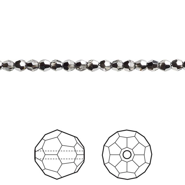 Bead 720pk crystal light chrome, Swarovski® 3mm round 5000 image number 0