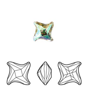 Fancy stone 2pk crystal luminous green foil back, Crystal Passions® 10.5mm twister 4485