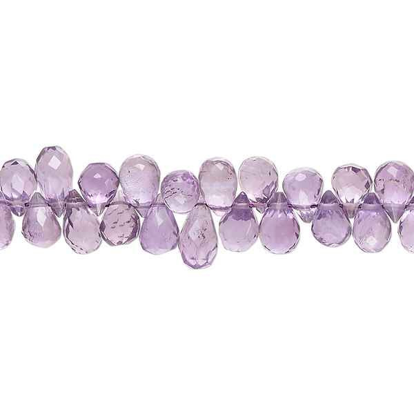 Amethyst 1pkg1, hand-cut top-drilled faceted teardrop bead natural B grade, 8 inch 6x4mm-9x4mm image number 0