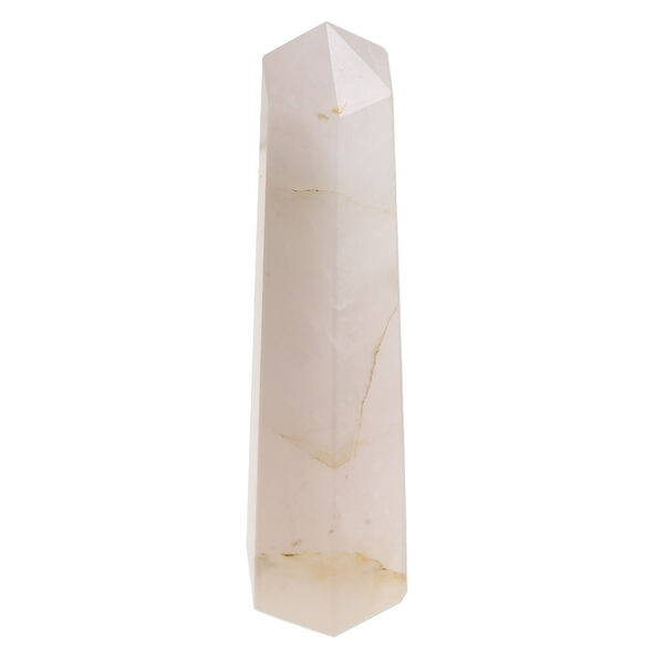 Rose quartz 1pkg1, hand-cut undrilled 6-sided point tower gift natural C grade, 3.5x0.75 to 4x1 inch image number 0
