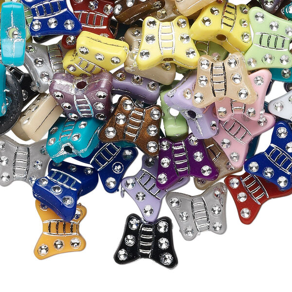 Bead mix, acrylic, mixed colors, 10x8mm butterfly. Sold per 75-gram pkg, approximately 340-360 beads. image number 0