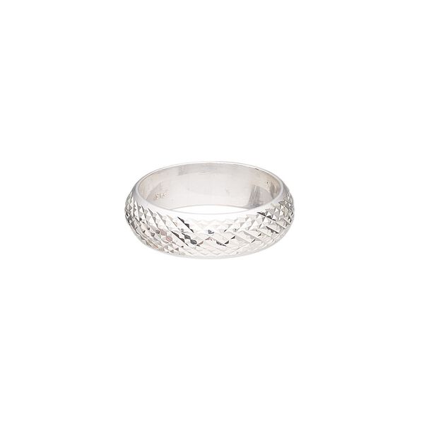 Ring, sterling silver, 6mm wide with diamond-cut cross-hatched design, size 7. Sold individually. image number 0