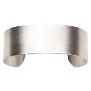 Bracelet component, cuff, antique silver-plated steel, 1-inch wide, adjustable from 7-1/2 to 8 inches. Sold individually.