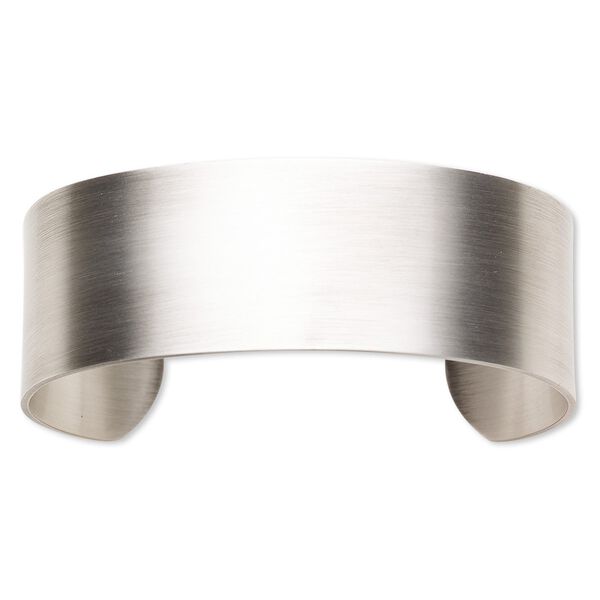 Bracelet component, cuff, antique silver-plated steel, 1-inch wide, adjustable from 7-1/2 to 8 inches. Sold individually. image number 0