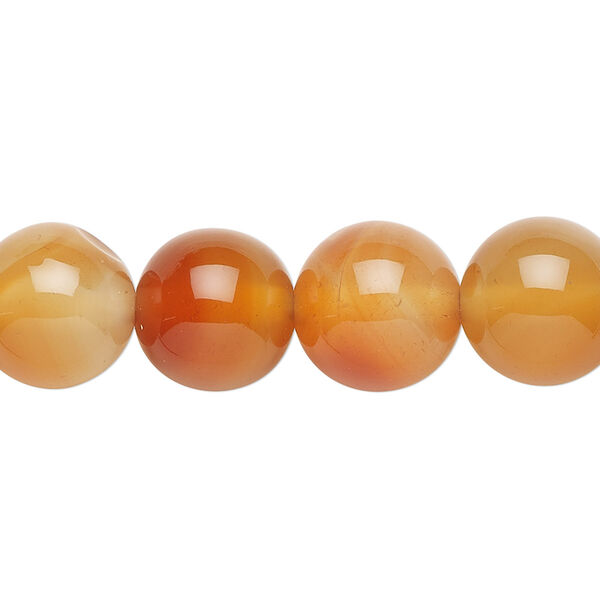 Bead, red agate (dyed / heated), 12mm round, B grade, Mohs hardness 6-1/2 to 7. Sold per 15-1/2" to 16" strand. image number 0