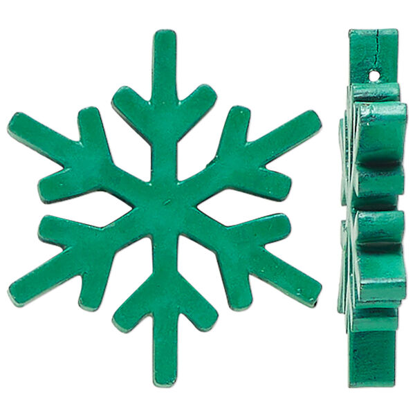 Focal, painted mango wood, green, 38x33mm side-drilled snowflake. Sold per pkg of 2. image number 0