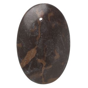 Portoro marble 1pkg1, domed flat back oval focal natural 42x30mm-46x36mm