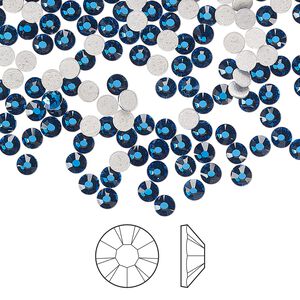 Flat back 1440pk Capri blue foil back, Preciosa MAXIMA Czech crystal hotfix rhinestone 3-3.2mm chaton rose round SS12