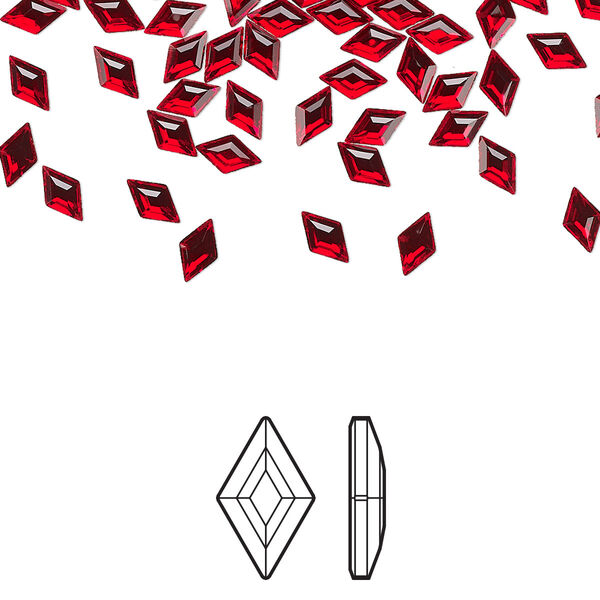 Flat back 6pk light Siam foil back, Crystal Passions® 5x3mm diamond 2773 image number 0