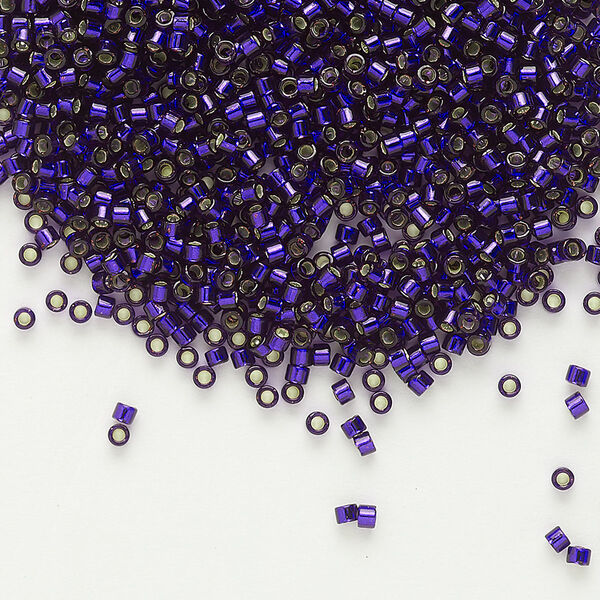 Seed bead, Delica®, glass, pkg/7.5g, #11 round, transparent silver-lined dark purple (DB-0609). image number 0