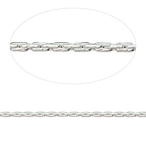 Chain 1pkg1 sterling silver cable, 0.7mm round / springring clasp, Gossamer™ 18 inch