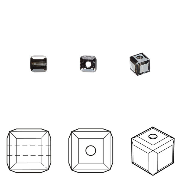 Bead 12pk crystal silver night, Crystal Passions® 4mm cube 5601 image number 0