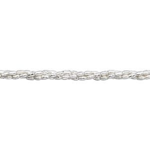 Bead, Hill Tribes, sterling silver, 2x1mm oval. Sold per 8-inch strand, approximately 90 beads.