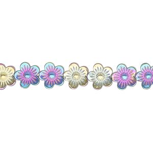 Hemalyke™ 1pkg1, electroplated flower bead 15.5-16 inch 7.5mm