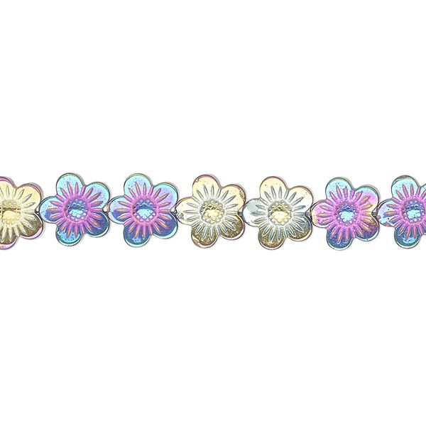 Hemalyke™ 1pkg1, electroplated flower bead 15.5-16 inch 7.5mm image number 0