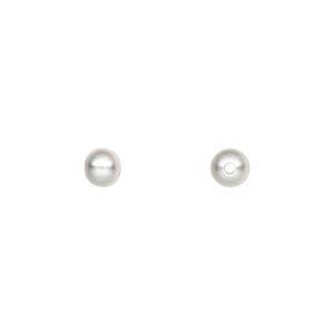Bead, silver-plated brass with satin finish, 5mm round. Sold per pkg of 10.