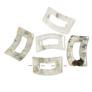 Prehnite 1pkg5, bead natural 19x6.5mm inside opening / 33x21mm-34x24mm