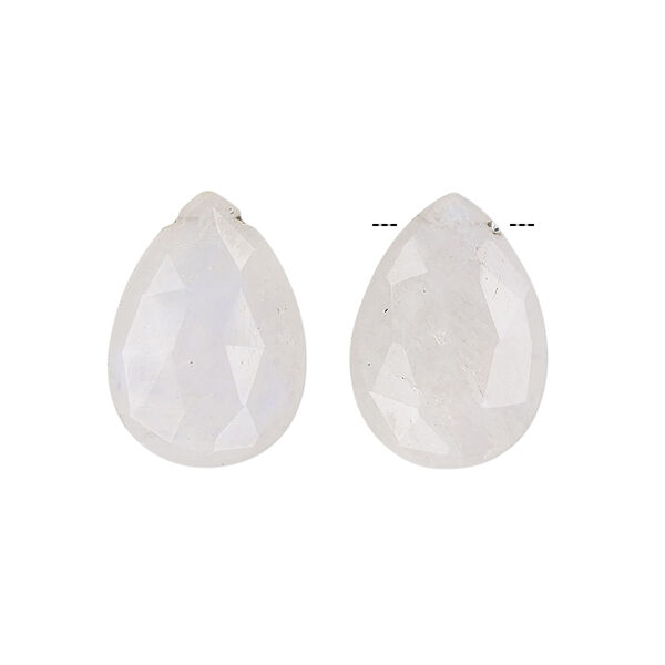 Bead, rainbow moonstone (natural), 18x13mm hand-cut top-drilled faceted puffed teardrop, B grade, Mohs hardness 6 to 6-1/2. Sold per pkg of 2. image number 0