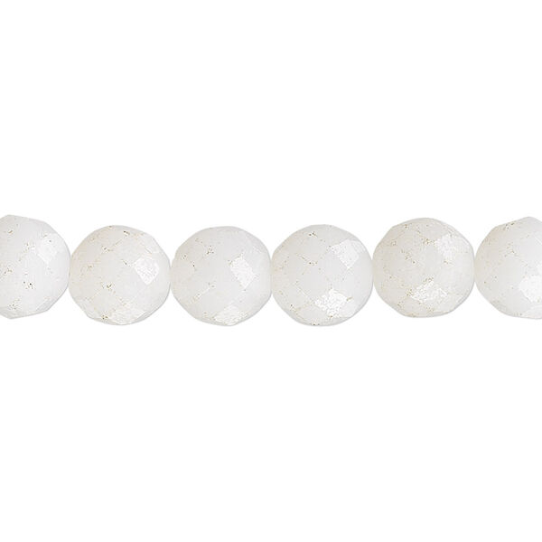 Bead, snow quartz (natural), 10mm faceted round, B grade, Mohs hardness 7. Sold per 15-1/2" to 16" strand. image number 0